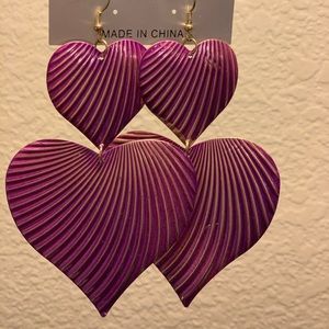 Beautiful Pink heart shape chandelier earrings